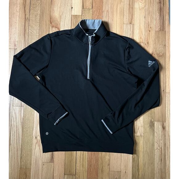 Adidas Mens Athletic Lightweight Half Zip Athleisure Black Golf Top Sz M - Picture 1 of 16
